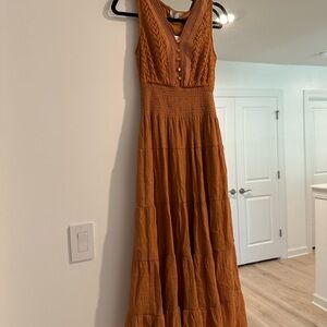 Elegant Burnt Orange Maxi Dress